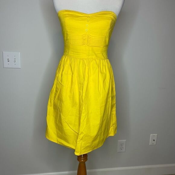 BeBop- Yellow Strapless Sweetheart Dress w/Buttons - Picture 1 of 2